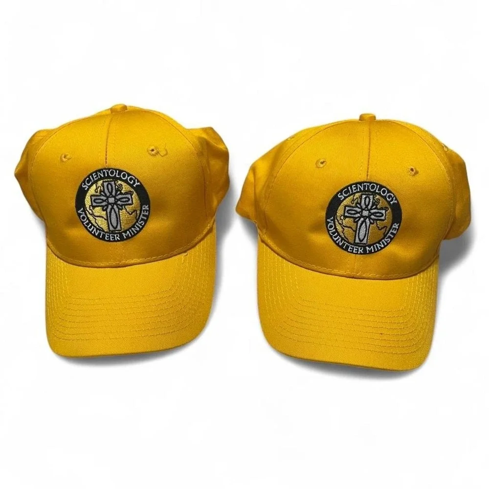 Yellow Scientology volunteer minister baseball caps